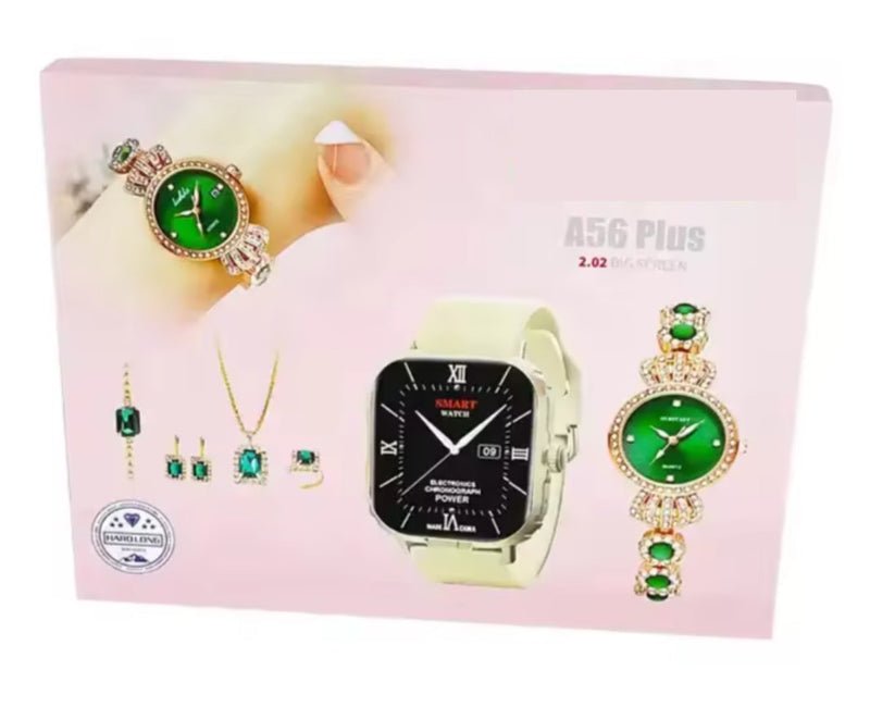 A56 Smart Watch Gift Set for Women with Jewelry – 2.02” HD Display Luxury Combo
